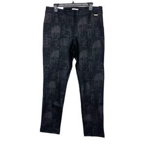 Calvin Klein Madison Jet Black Pull On Slim Leg Pants Seam Detail New Nwt Large